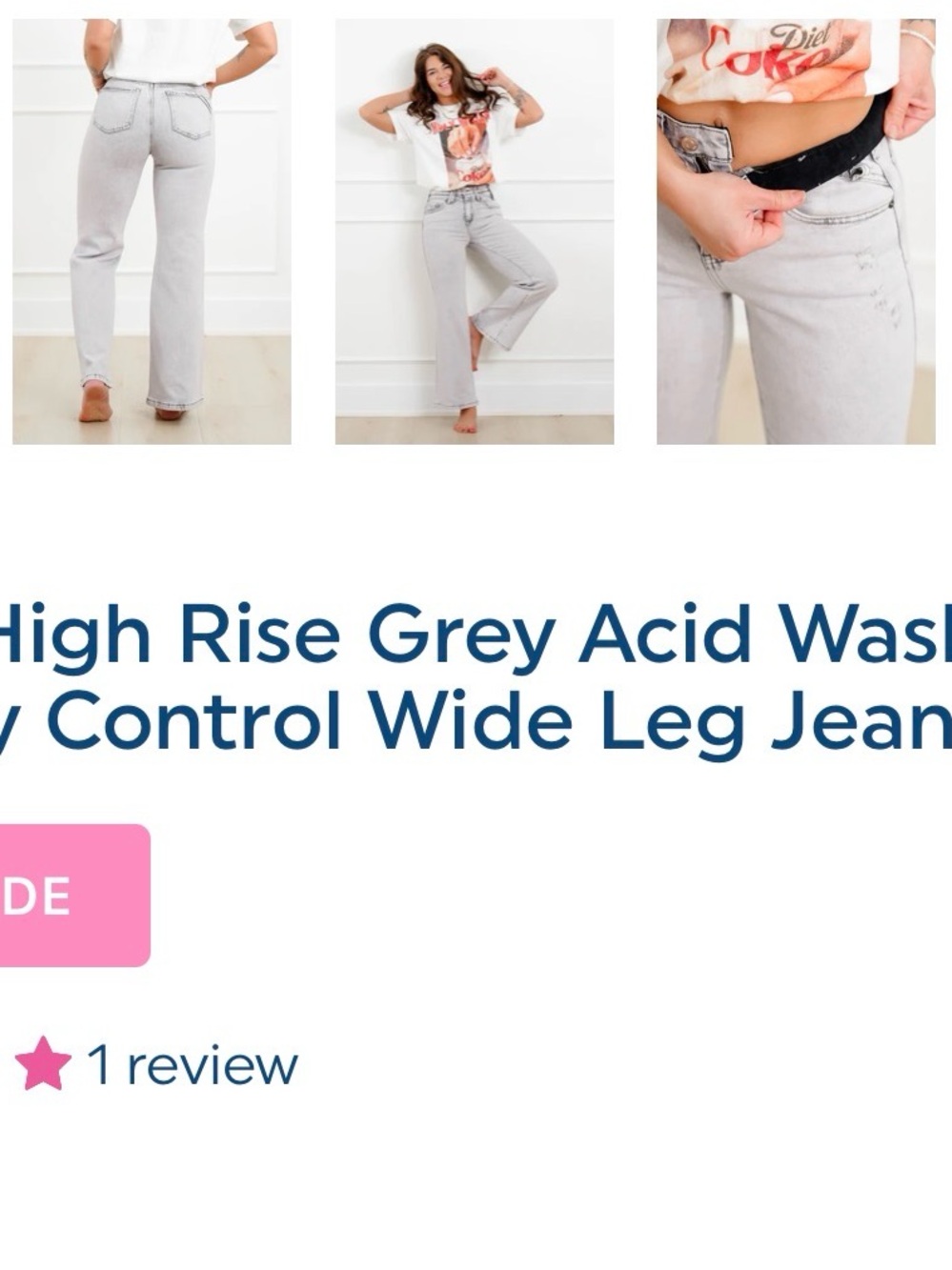 High-Rise Grey Acid Wash Wide-Leg Jeans